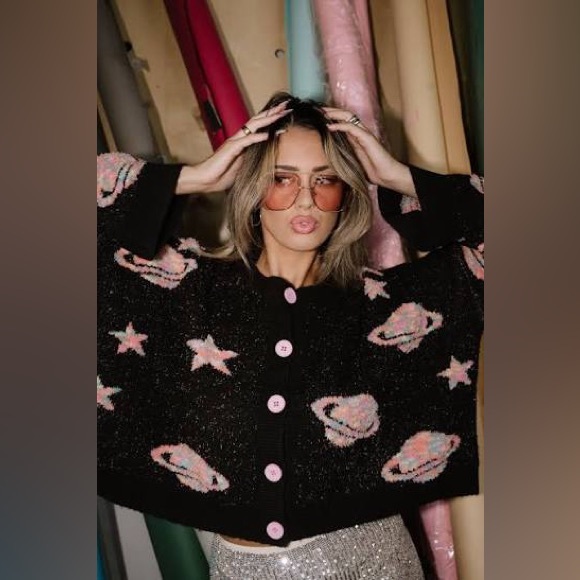 Dressed in LALA Need Some Space Boxy Button Up Cardigan - Picture 2 of 8